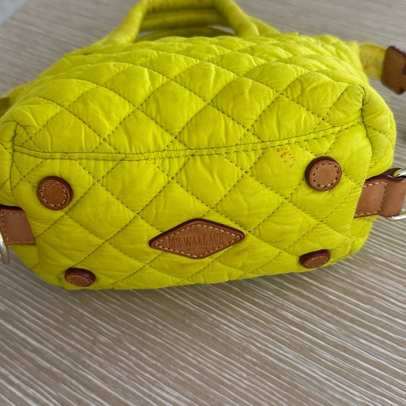 MZ Wallace Micro Sutton Tote Neon Yellow Quilted Mini Tote -Read- - Picture 15 of 16